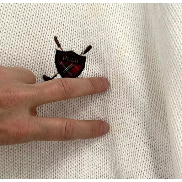 VTG 90s Polo Ralph Lauren V-Neck Sweater XL Preppy Old Money Quiet Luxury Crest - Picture 8 of 8